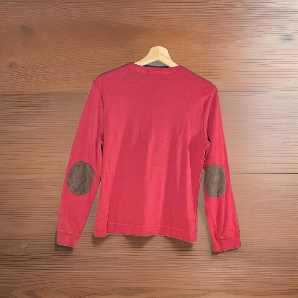 LRL Ralph Lauren Gorpcore Red Cotton Long Sleeve Elbow Patch Top Women's XL - Picture 8 of 8